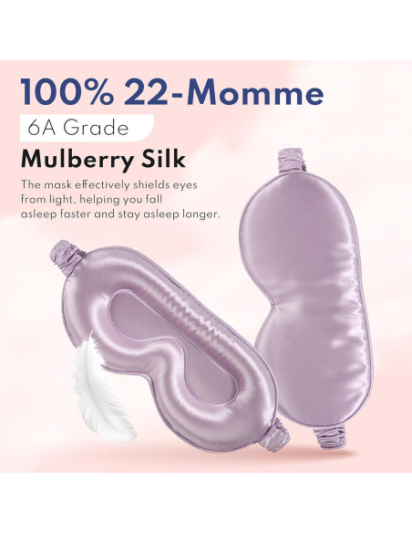 Máscara de Sueño de Seda Blissy Lavanda 100% Pura 22 Momme