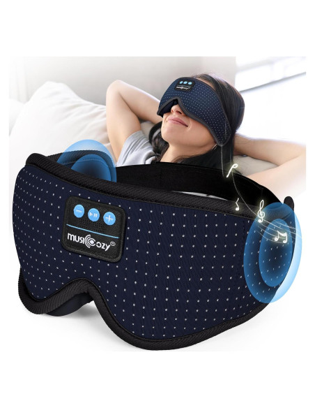 MUSICOZY Máscara de Sueño Bluetooth 3D con Sonido HD Azul