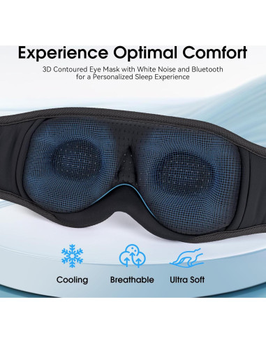 MUSICOZY Máscara de Sueño Bluetooth 3D con Sonido HD Azul