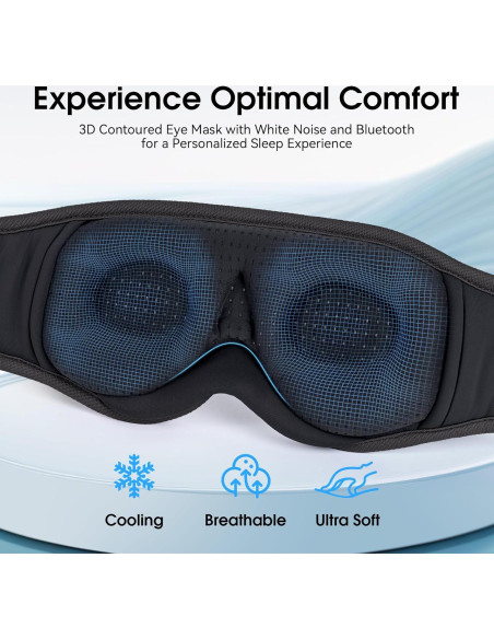 MUSICOZY Máscara de Sueño Bluetooth 3D con Sonido HD Azul