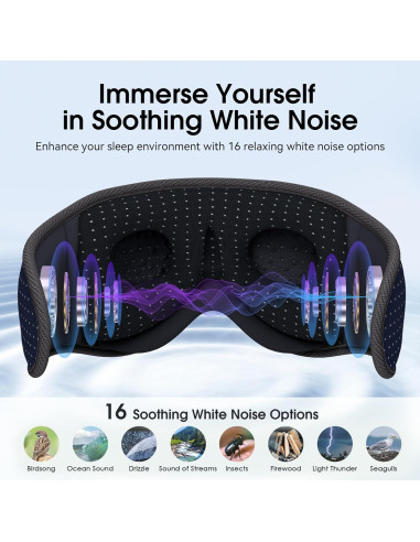 MUSICOZY Máscara de Sueño Bluetooth 3D con Sonido HD Azul