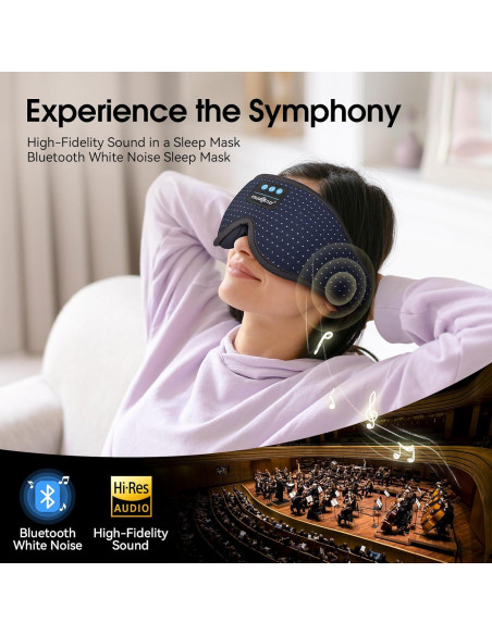 MUSICOZY Máscara de Sueño Bluetooth 3D con Sonido HD Azul