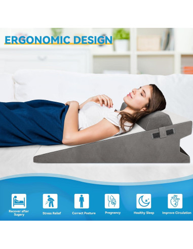 Almohada en Cuña CloudBliss 19 cm Espuma Viscoelástica Gris