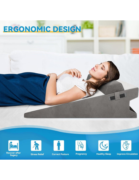 Almohada en Cuña CloudBliss 19 cm Espuma Viscoelástica Gris