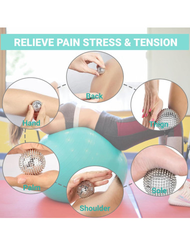 Bolas de Masaje Espinosas GRUNIL 47mm Plata - Alivio Estrés