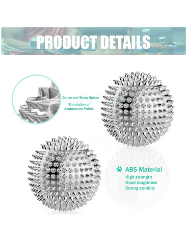 Bolas de Masaje Espinosas GRUNIL 47mm Plata - Alivio Estrés
