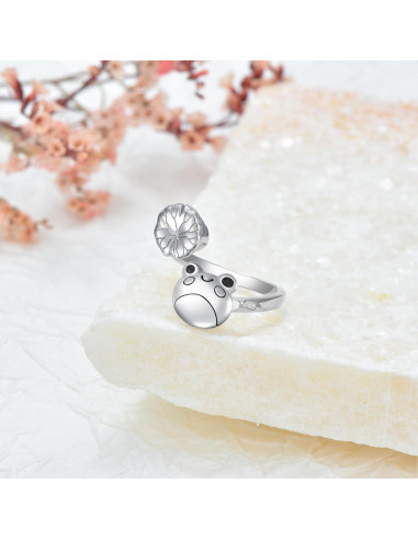 Anillo Antiestrés de Rana de Plata Esterlina 925 para Mujeres