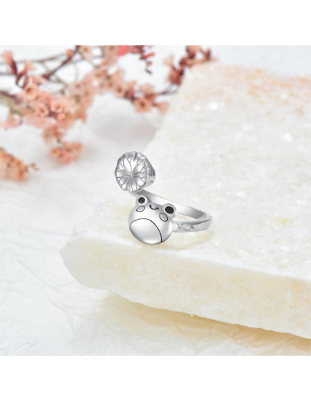 Anillo Antiestrés de Rana de Plata Esterlina 925 para Mujeres