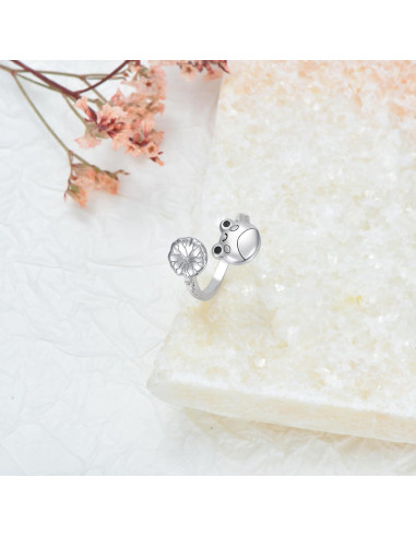 Anillo Antiestrés de Rana de Plata Esterlina 925 para Mujeres