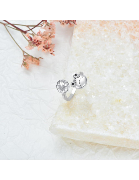 Anillo Antiestrés de Rana de Plata Esterlina 925 para Mujeres