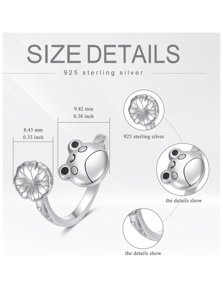 Anillo Antiestrés de Rana de Plata Esterlina 925 para Mujeres