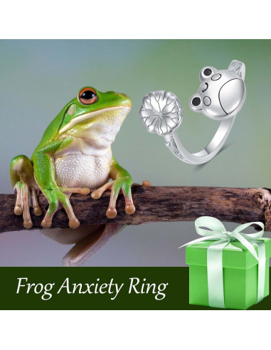 Anillo Antiestrés de Rana de Plata Esterlina 925 para Mujeres