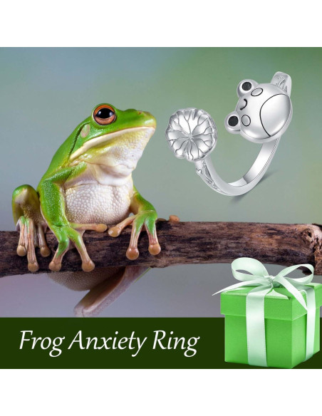 Anillo Antiestrés de Rana de Plata Esterlina 925 para Mujeres