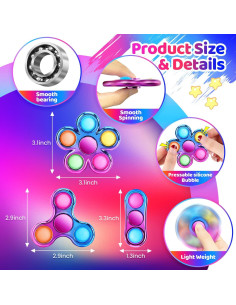 FIGROL 3 Pack Fidget Spinners Antiestrés para Niños 2
