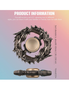 Spinner Antiestrés BBTO 3 Piezas Metal Negro 6.5 cm 2