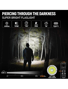 Linterna táctica LED Wurkkos TD07 1300 lúmenes IP68 2