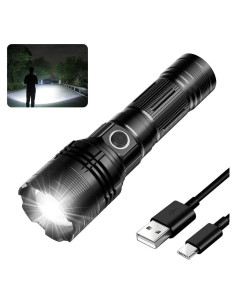 Linterna Recargable E-SHIDAI 12000 Lúmenes USB C Negra