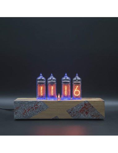 Reloj Nixie Vintage IN-14 Pintado a Mano en Caja de Madera