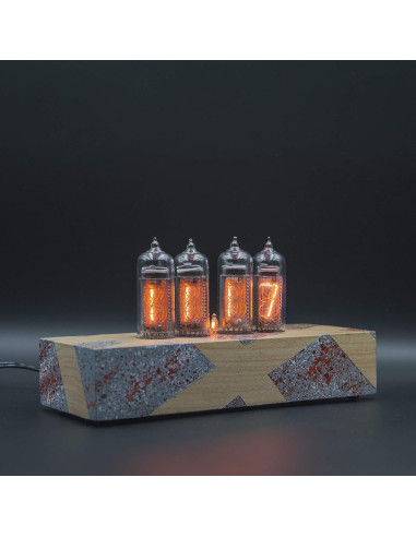 Reloj Nixie Vintage IN-14 Pintado a Mano en Caja de Madera