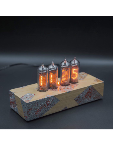 Reloj Nixie Vintage IN-14 Pintado a Mano en Caja de Madera