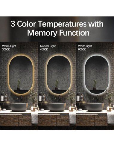 Espejo de Baño LED Ovalado Niccy 83,8x50,8 cm Impermeable