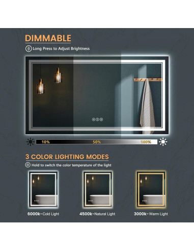 Espejo de Baño Iluminado SOGOLINE 139,7x76,2cm LED