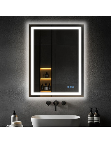 Espejo de Baño LED Antok 90x60 cm Regulable Anti-vaho