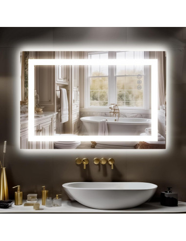 Espejo de Baño LED Antok 90x60 cm Regulable Anti-vaho