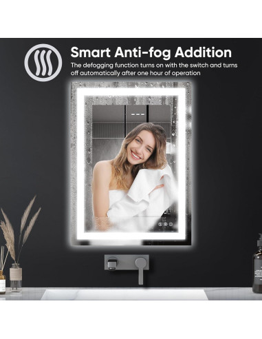 Espejo de Baño LED Antok 90x60 cm Regulable Anti-vaho