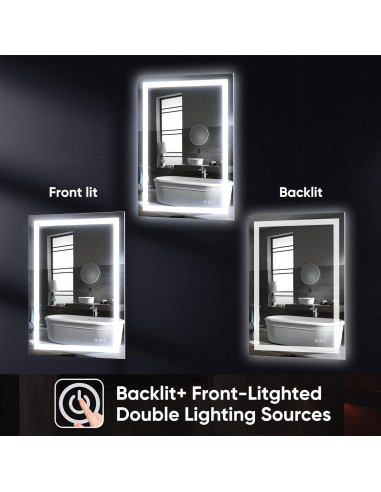 Espejo de Baño LED Antok 90x60 cm Regulable Anti-vaho