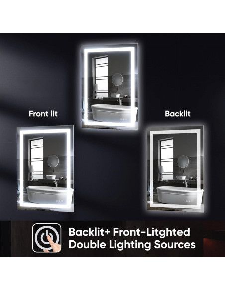 Espejo de Baño LED Antok 90x60 cm Regulable Anti-vaho