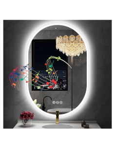 Espejo de Baño Ovalado LED S'bagno 91x61cm con Bluetooth