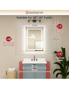Espejo de Baño LED Keonjinn 80 x 61 cm con Luz Regulable 2