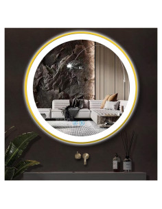 Espejo LED Redondo ARUMMA 50.8 cm Dorado Iluminado