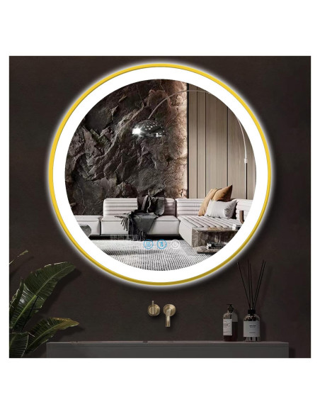 Espejo LED Redondo ARUMMA 50.8 cm Dorado Iluminado