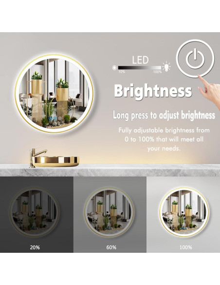 Espejo LED Redondo ARUMMA 50.8 cm Dorado Iluminado