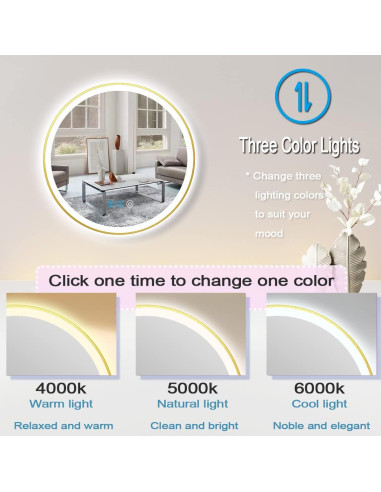 Espejo LED Redondo ARUMMA 50.8 cm Dorado Iluminado