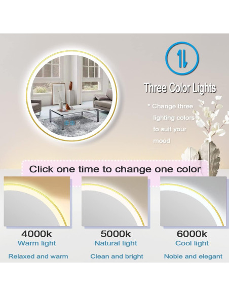 Espejo LED Redondo ARUMMA 50.8 cm Dorado Iluminado