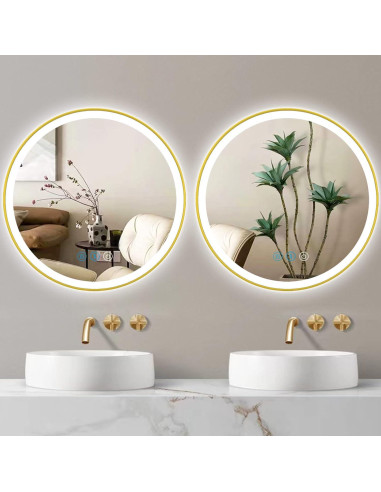 Espejo LED Redondo ARUMMA 50.8 cm Dorado Iluminado