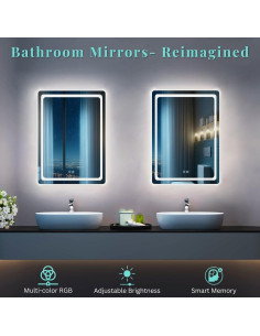 Espejo de baño LED LUXFURNI 61x40 cm iluminado RGB 2