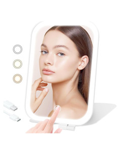 Espejo de Maquillaje TREASO Portátil con Luz LED Ajustable