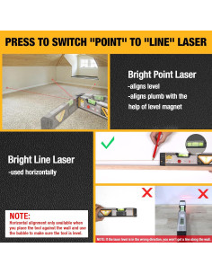 Nivel Láser 2-en-1 Prexiso 34.56 cm con Luz LED y Burbuja 2