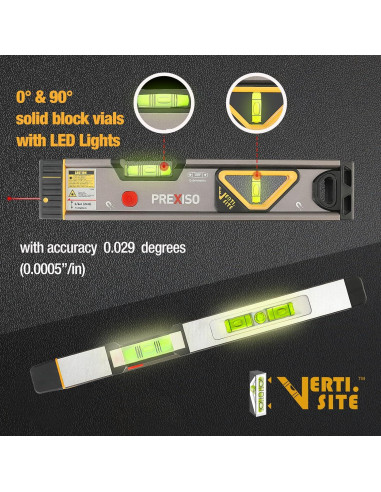 Nivel Láser 2-en-1 Prexiso 34.56 cm con Luz LED y Burbuja
