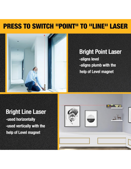Nivel Láser 2-en-1 Prexiso 34.56 cm con Luz LED y Burbuja