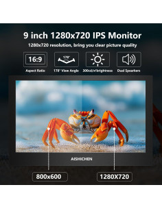 Monitor de Seguridad 9" AISHICHEN HDMI 1280x720 IPS 2