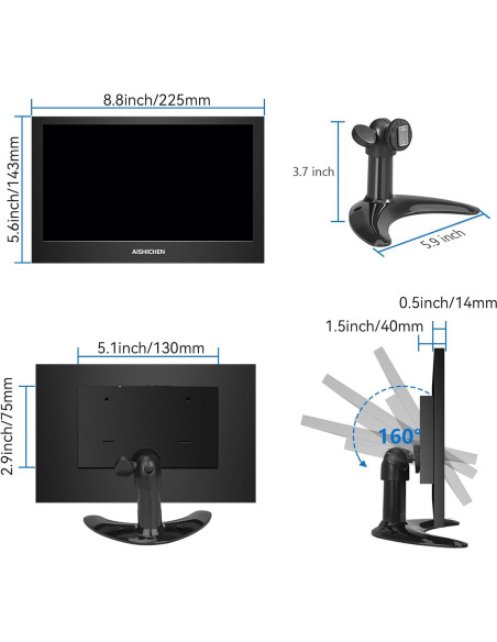 Monitor de Seguridad 9" AISHICHEN HDMI 1280x720 IPS