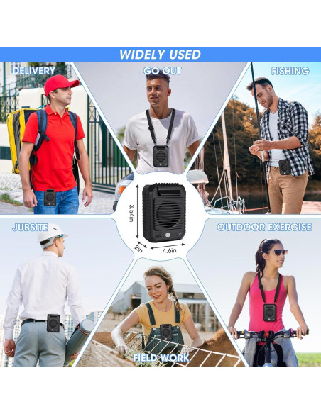 Ventilador Portátil de Cintura Deller M22, 3 Velocidades, 10000mAh