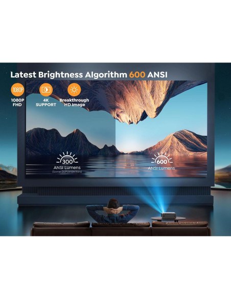 Proyector 4K YABER Pro V9 WiFi 6 600 ANSI Nativo 1080P Proyector 4K YABER Pro V9 WiFi 6 600 ANSI Nativo 1080P