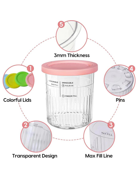 Recipientes para Helados Creami Deluxe 24 oz 4 Pack Ninja