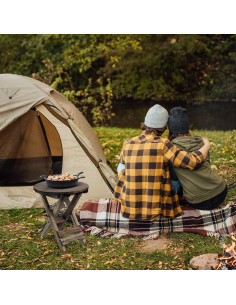 Mesa Pequeña Plegable DAXULY Redonda Nogal Juego de 2 2